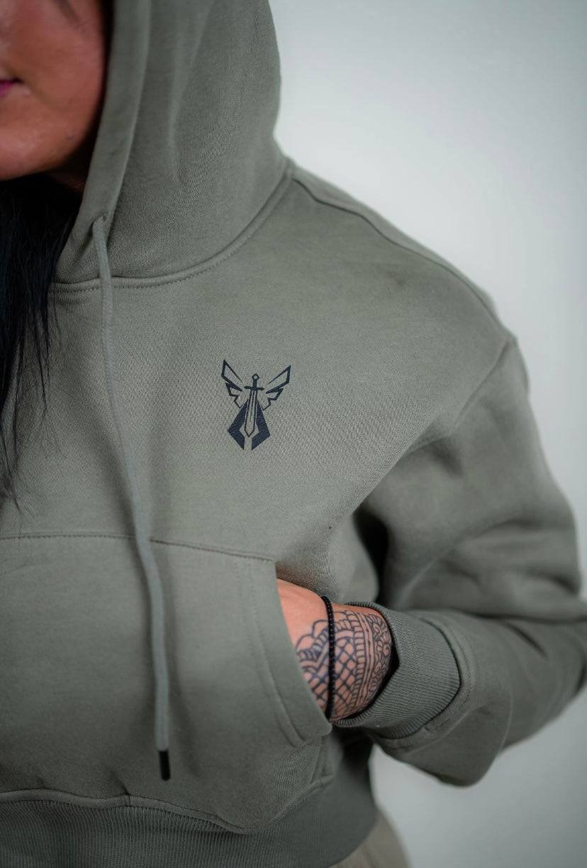 PREMIUM CROP HOODIE - OLIVE