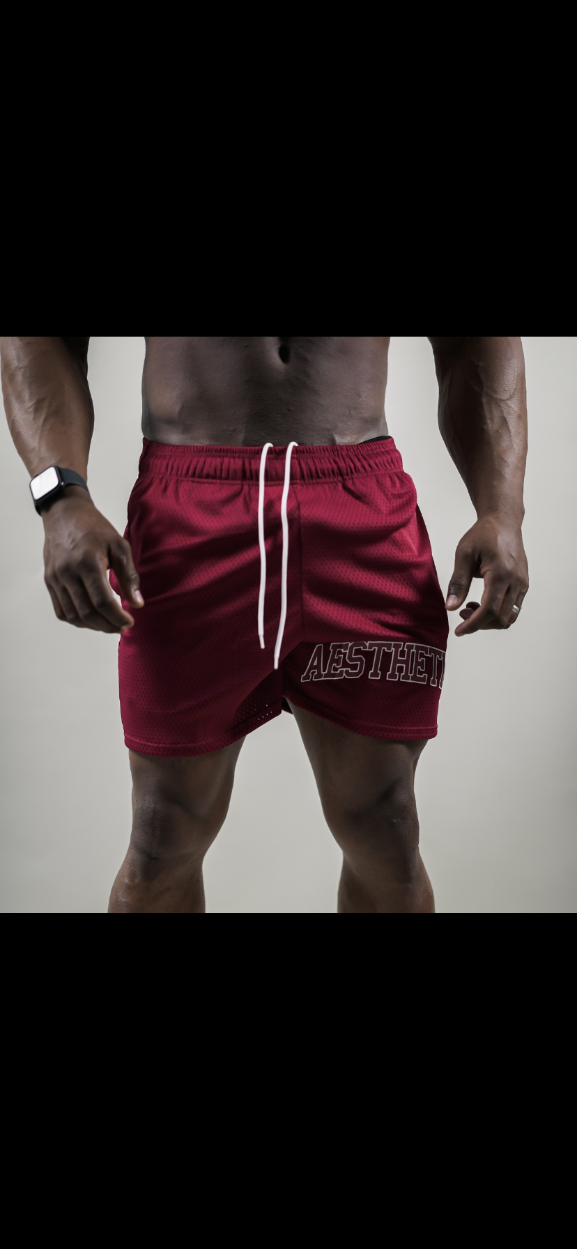 AESTHETICS MESH SHORTS - BURGUNDY