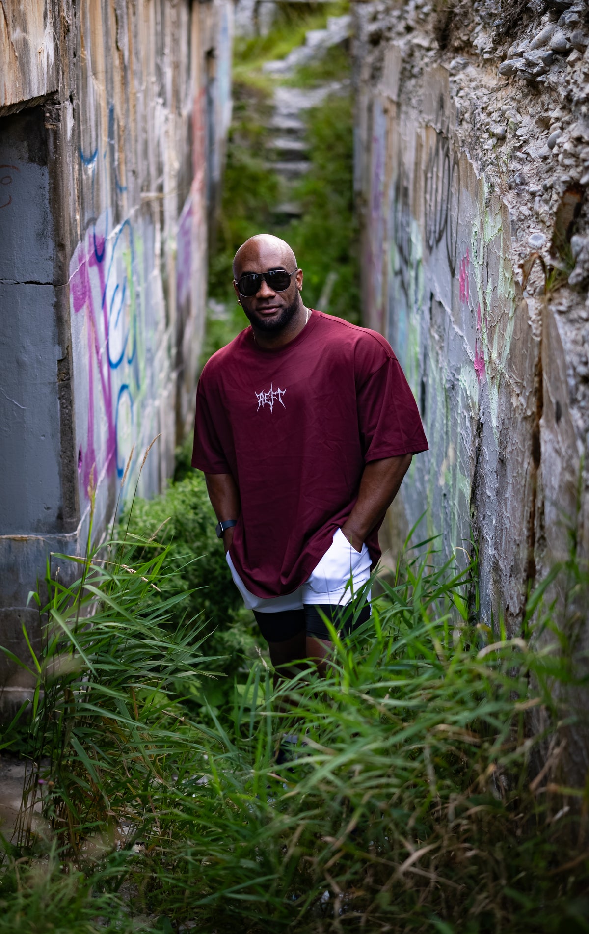 PUSH YOUR LIMITS OVERSIZED TEE - BLACK CHERRY