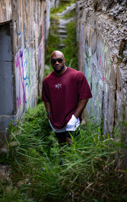 PUSH YOUR LIMITS OVERSIZED TEE - BLACK CHERRY