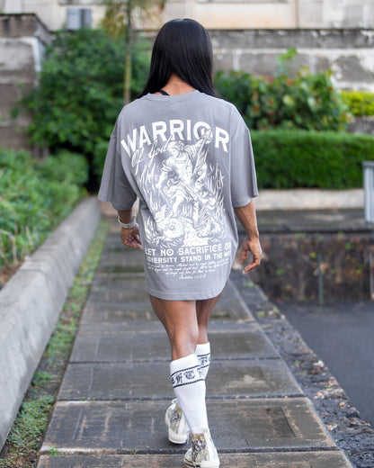 WARRIOR OF GOD OVERSIZED TEE - WOLF GREY