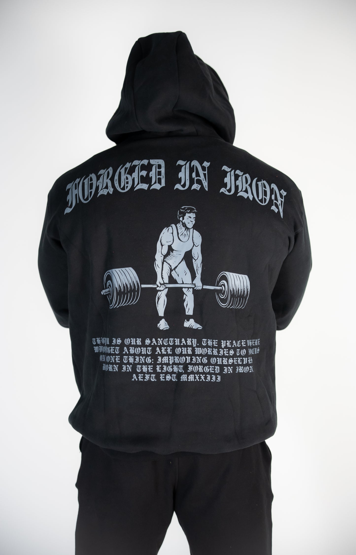 FORGED IN IRON HOODIE - BLACK