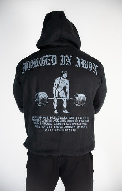 FORGED IN IRON HOODIE - BLACK