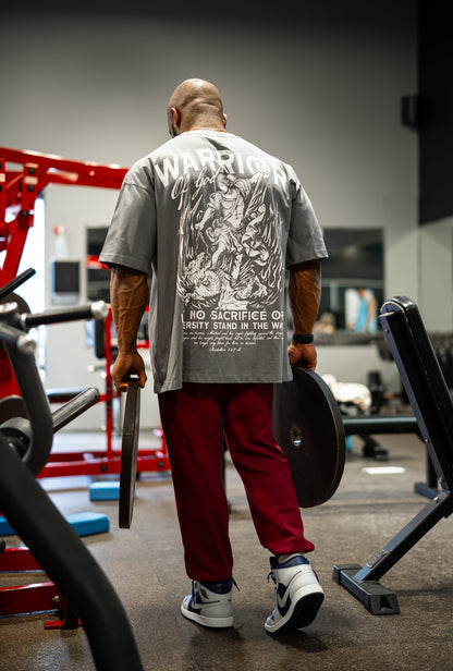 WARRIOR OF GOD OVERSIZED TEE - WOLF GREY