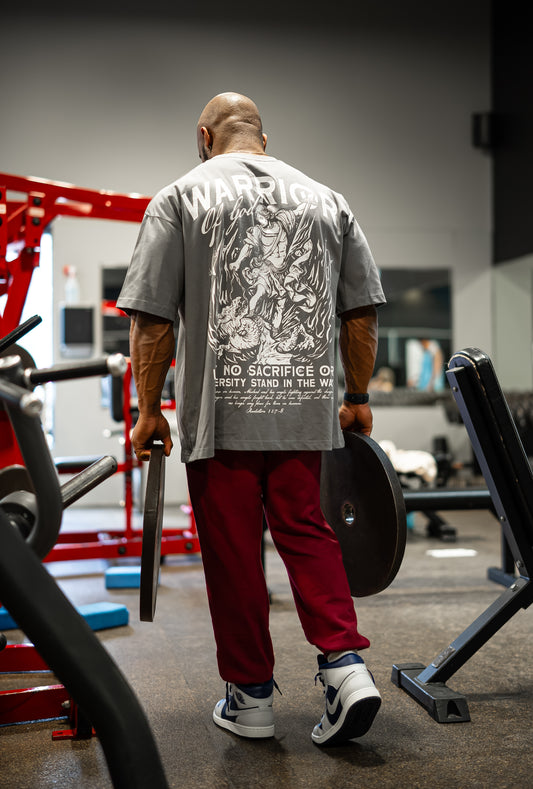 WARRIOR OF GOD OVERSIZED TEE - WOLF GREY