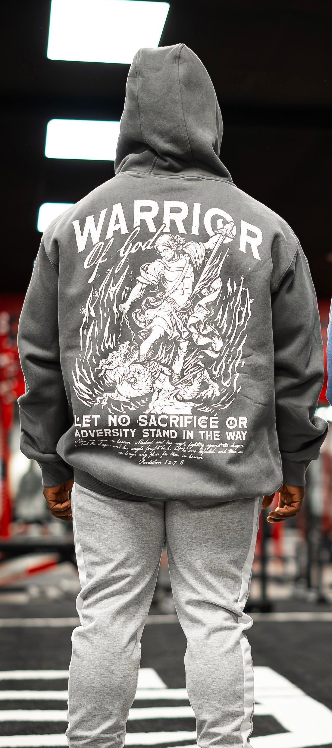 WARRIOR OF GOD OVERSIZED HOODIE - WOLF GREY