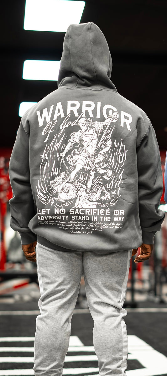 WARRIOR OF GOD OVERSIZED HOODIE - WOLF GREY