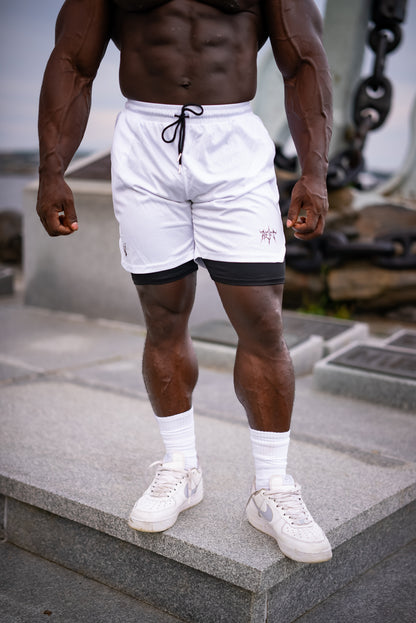 ATHLETIC COMPRESSION SHORTS - WHITE