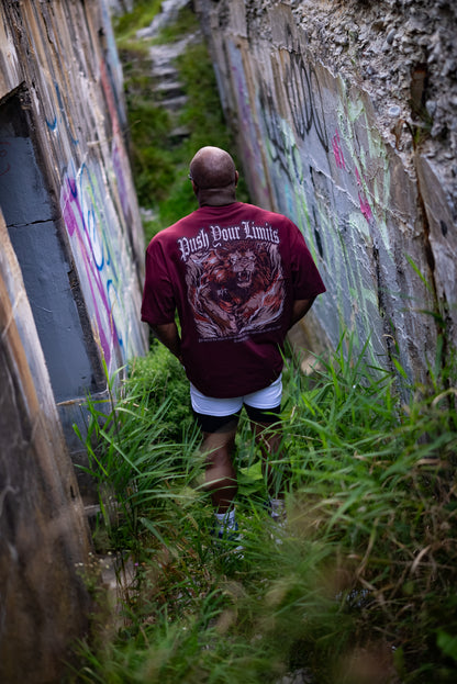 PUSH YOUR LIMITS OVERSIZED TEE - BLACK CHERRY