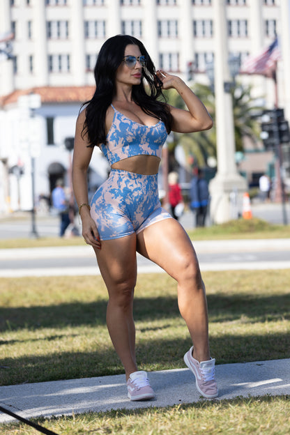 NEBULA SHORTS - JEWELL BLUE/PASTEL PINK