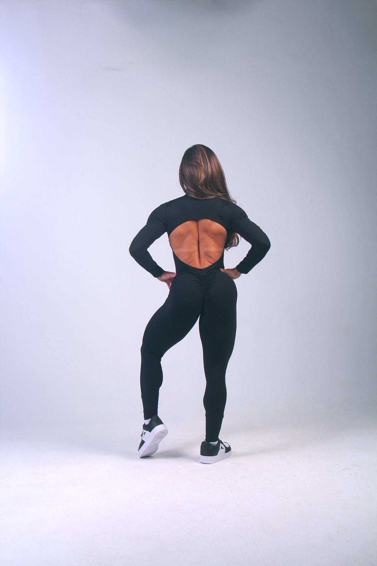 PHOENIX LONG SLEEVE ZIPPER BODYSUIT - BLACK