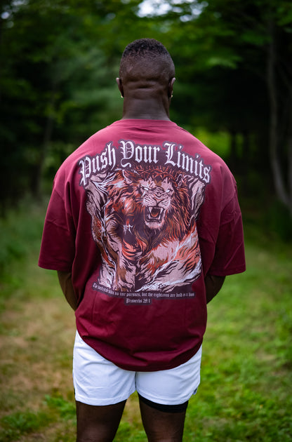 PUSH YOUR LIMITS OVERSIZED TEE - BLACK CHERRY