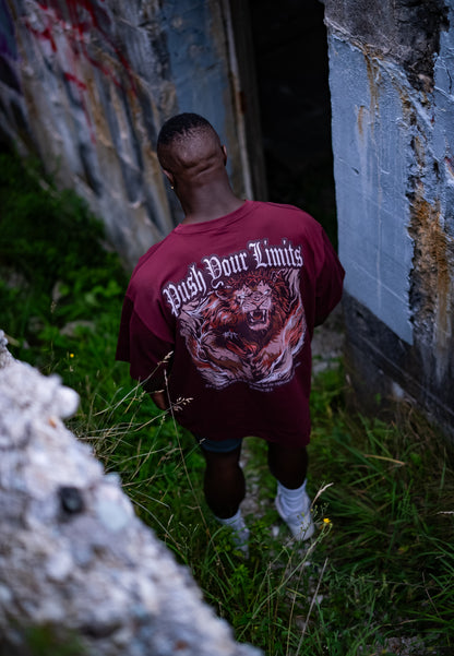 PUSH YOUR LIMITS OVERSIZED TEE - BLACK CHERRY