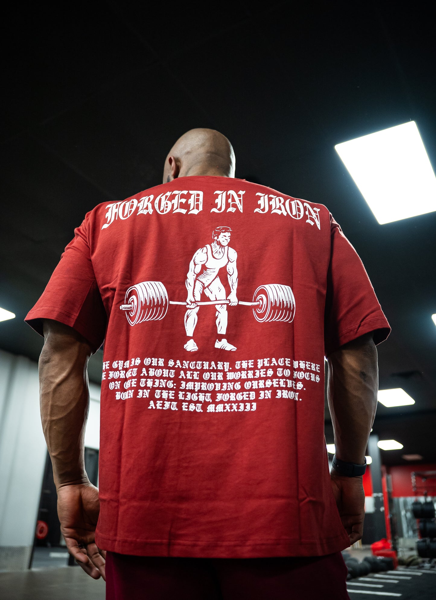 FORGED IN IRON OVERSIZED TEE - SCARLET