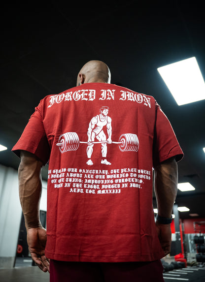 FORGED IN IRON OVERSIZED TEE - SCARLET