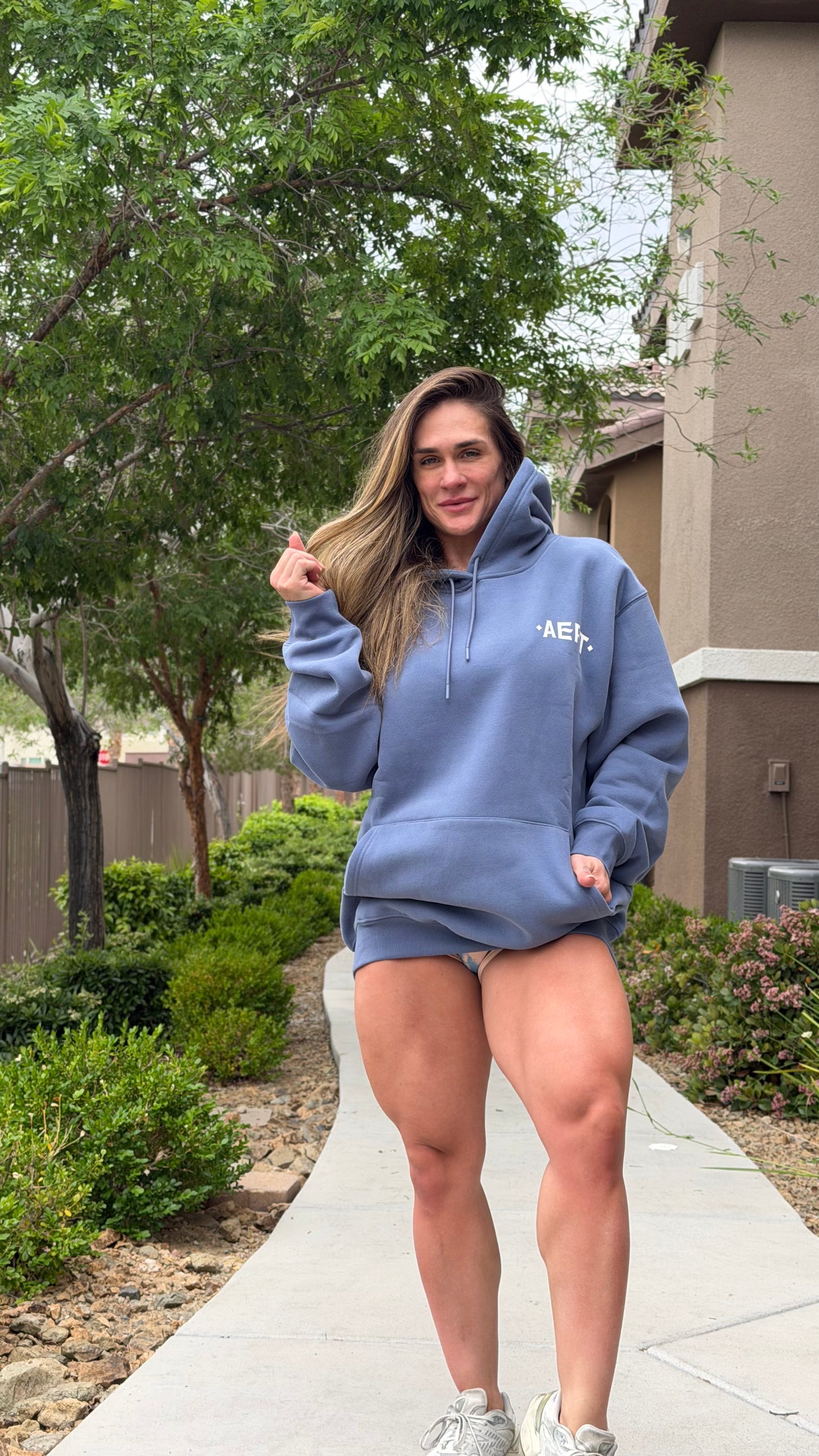 WARRIOR OF GOD OVERSIZED HOODIE - IRON BLUE