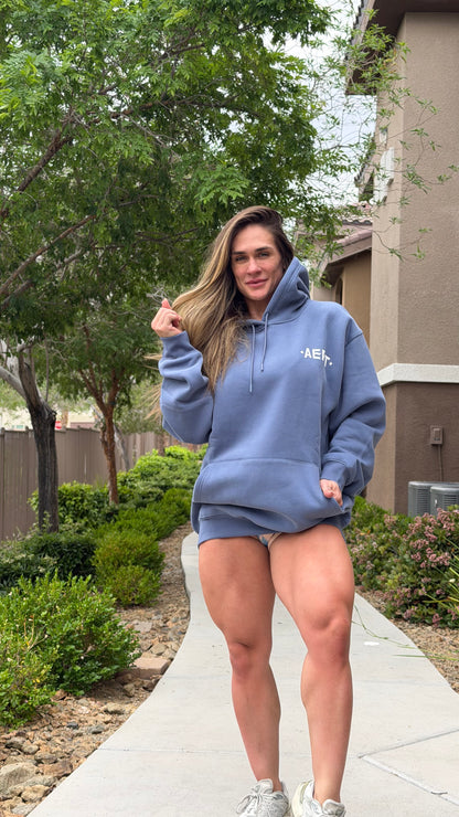 WARRIOR OF GOD OVERSIZED HOODIE - IRON BLUE