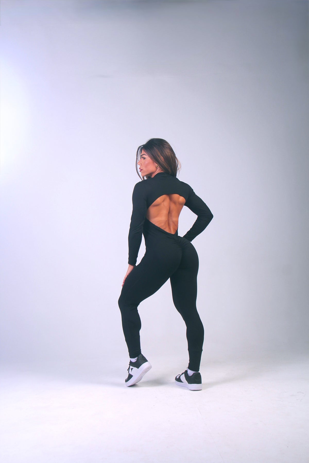 PHOENIX LONG SLEEVE ZIPPER BODYSUIT - BLACK