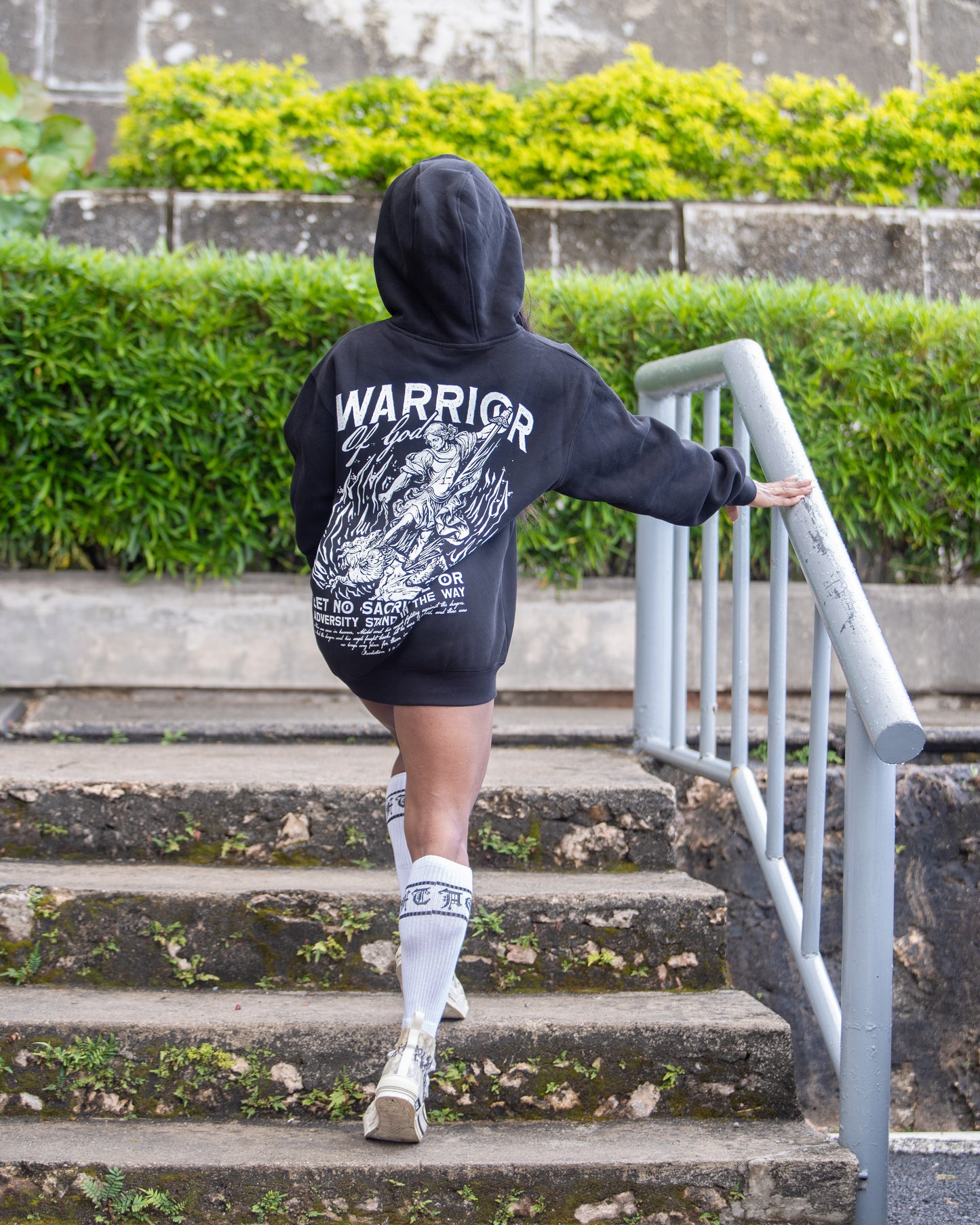 WARRIOR OF GOD OVERSIZED HOODIE - BLACK