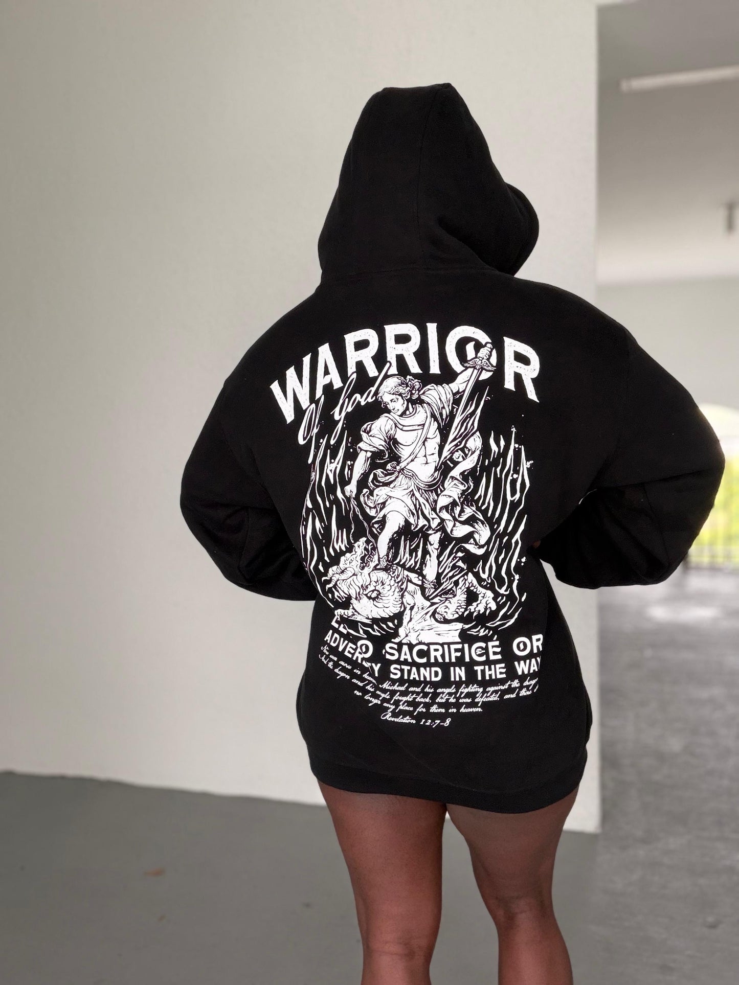 WARRIOR OF GOD OVERSIZED HOODIE - BLACK