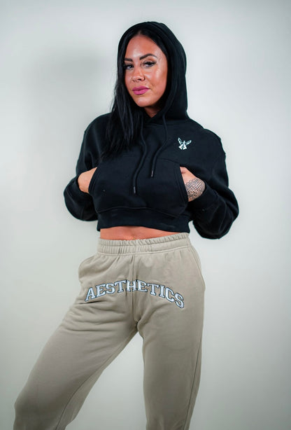 PREMIUM CROP HOODIE - BLACK