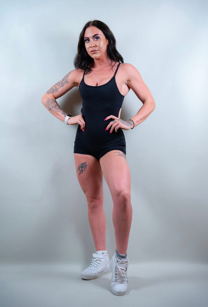 ELECTRA BODYSUIT SHORTS - BLACK