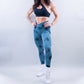EVOLVE CROSSOVER SCRUNCH LEGGINGS - OCEAN TIE DYE