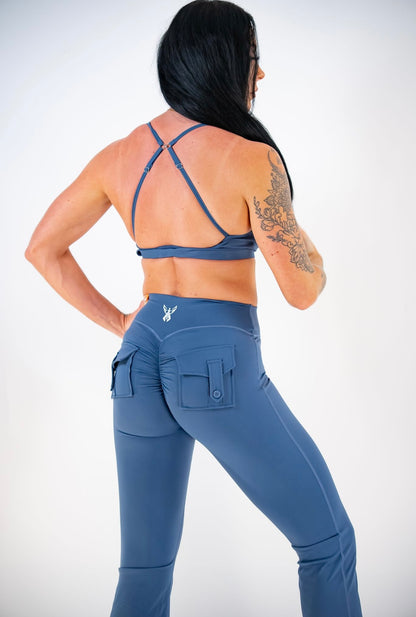 AURORA FLARE LEGGINGS - TWILIGHT BLUE