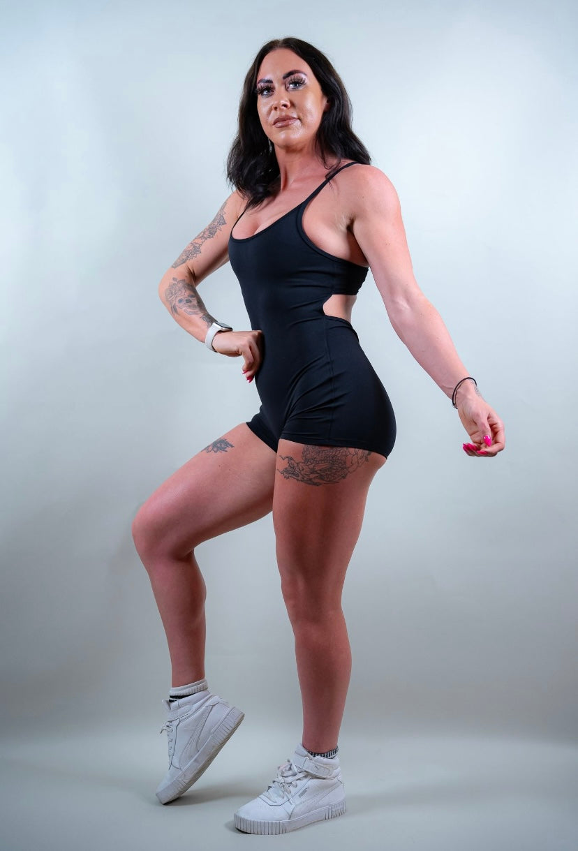 ELECTRA BODYSUIT SHORTS - BLACK
