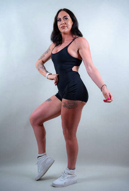 ELECTRA BODYSUIT SHORTS - BLACK