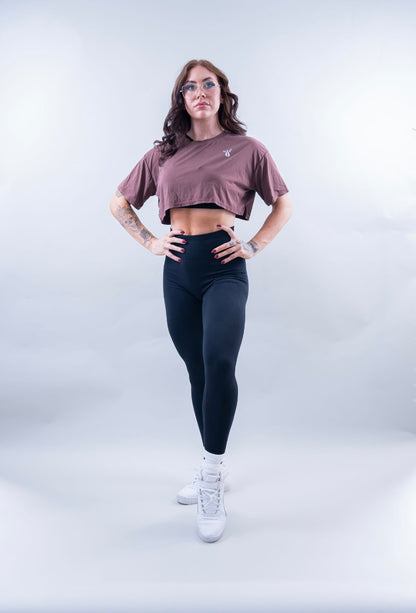 ELEVATE CROP TEE - TUSCAN BROWN
