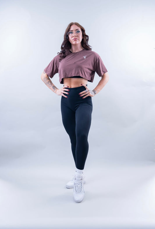 ELEVATE CROP TEE - TUSCAN BROWN
