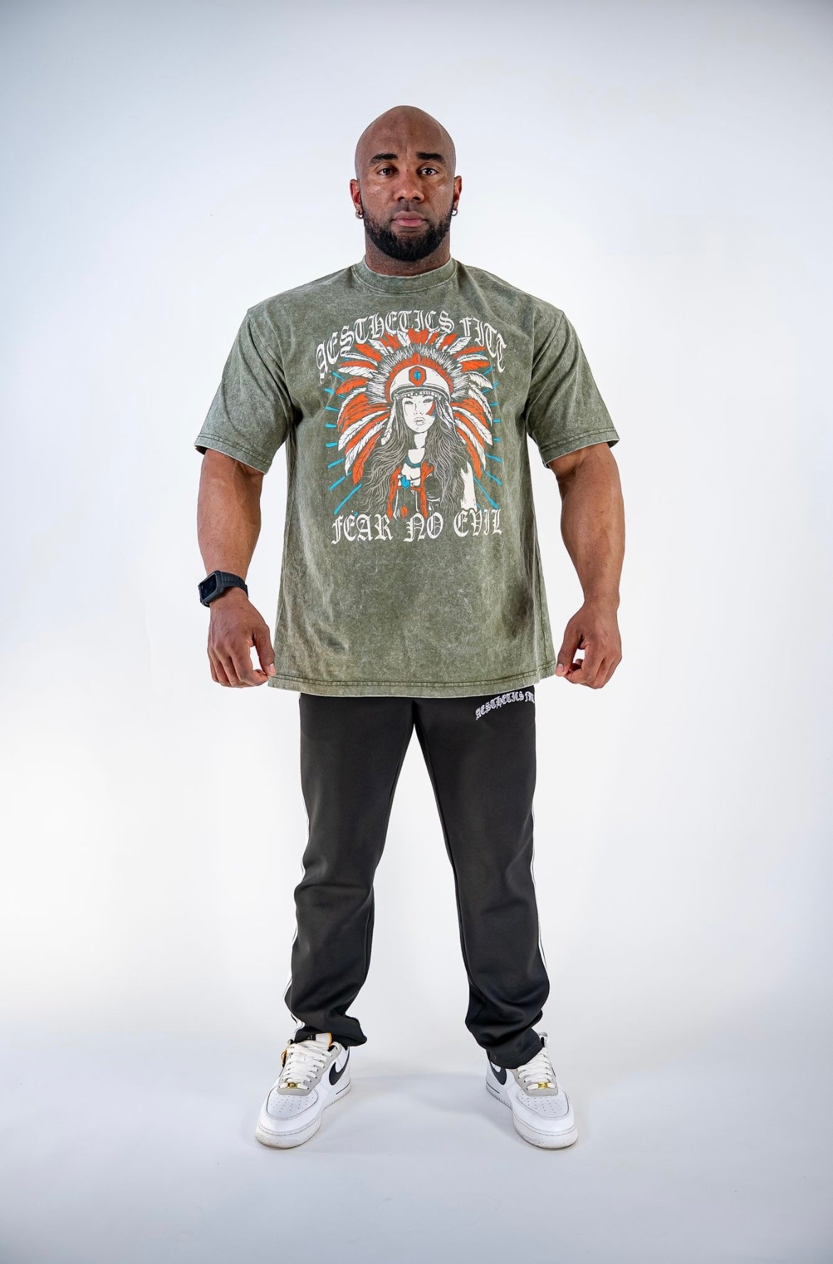 FEAR NO EVIL OVERSIZED TEE - DARK OLIVE