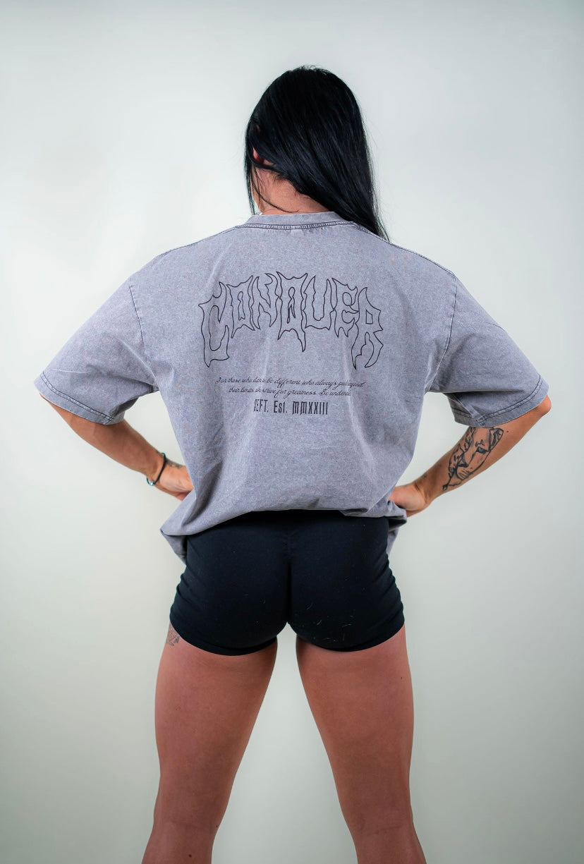 CONQUER OVERSIZED TEE - SMOKE GREY