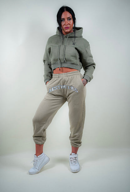 PREMIUM CROP HOODIE - OLIVE