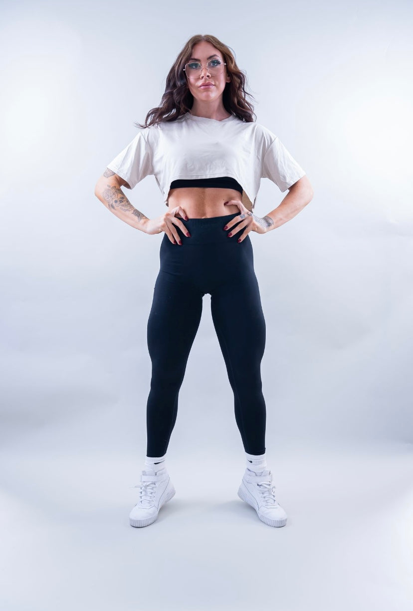 ELEVATE CROP TEE - BEIGE