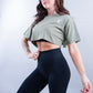 ELEVATE CROP TEE - LIGHT OLIVE
