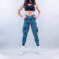 EVOLVE CROSSOVER SCRUNCH LEGGINGS - OCEAN TIE DYE