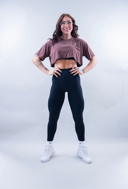 ELEVATE CROP TEE - TUSCAN BROWN