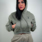 PREMIUM CROP HOODIE - OLIVE