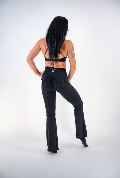 AURORA FLARE LEGGINGS - BLACK