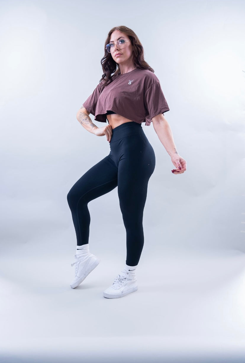 ELEVATE CROP TEE - TUSCAN BROWN