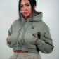 PREMIUM CROP HOODIE - OLIVE