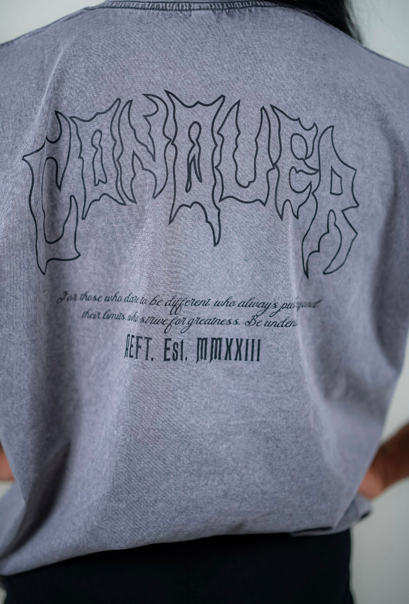CONQUER OVERSIZED TEE - SMOKE GREY