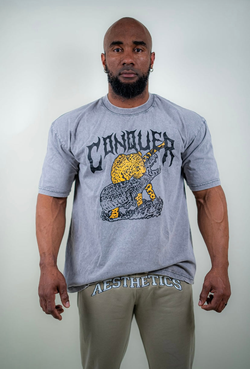 CONQUER OVERSIZED TEE - SMOKE GREY