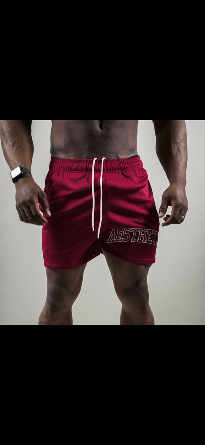 AESTHETICS MESH SHORTS - BURGUNDY