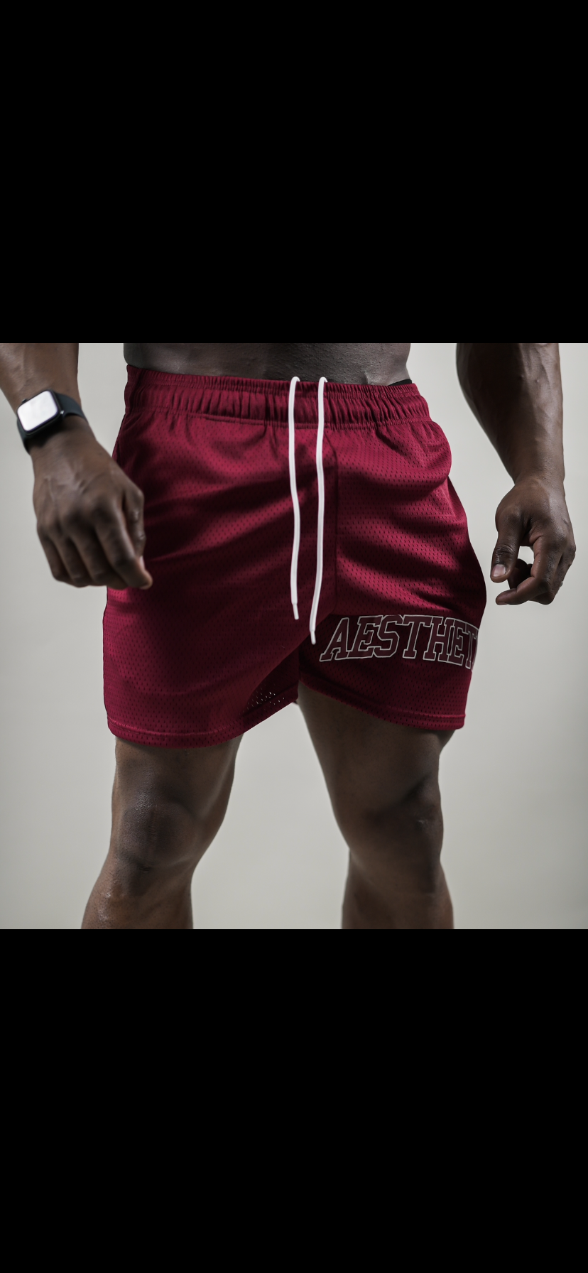 AESTHETICS MESH SHORTS - BURGUNDY