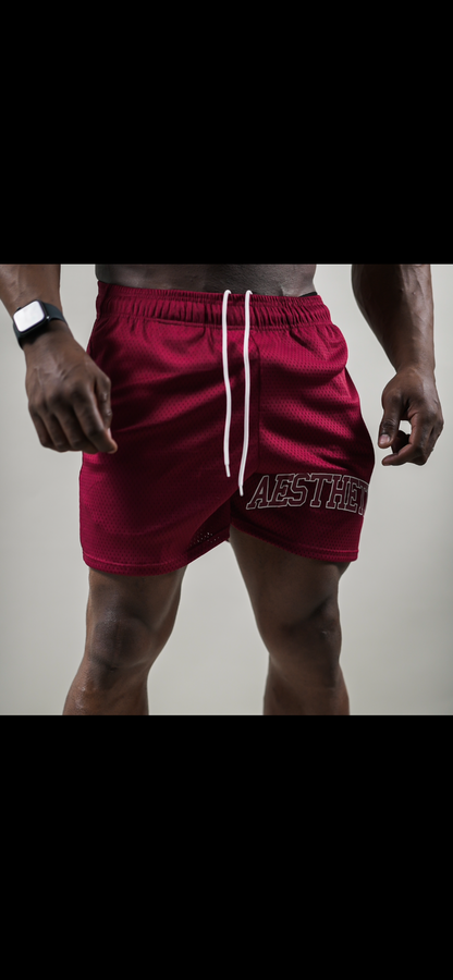 AESTHETICS MESH SHORTS - BURGUNDY