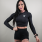 ELEVATE LONG SLEEVE CROP TOP - BLACK