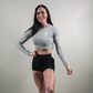 ELEVATE LONG SLEEVE CROP TOP - PLATINUM